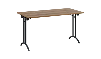 SLA 140 lak skládací jednací stůl 1394x700, deska 25 mm, podnož černý lak, deska ořech světlý